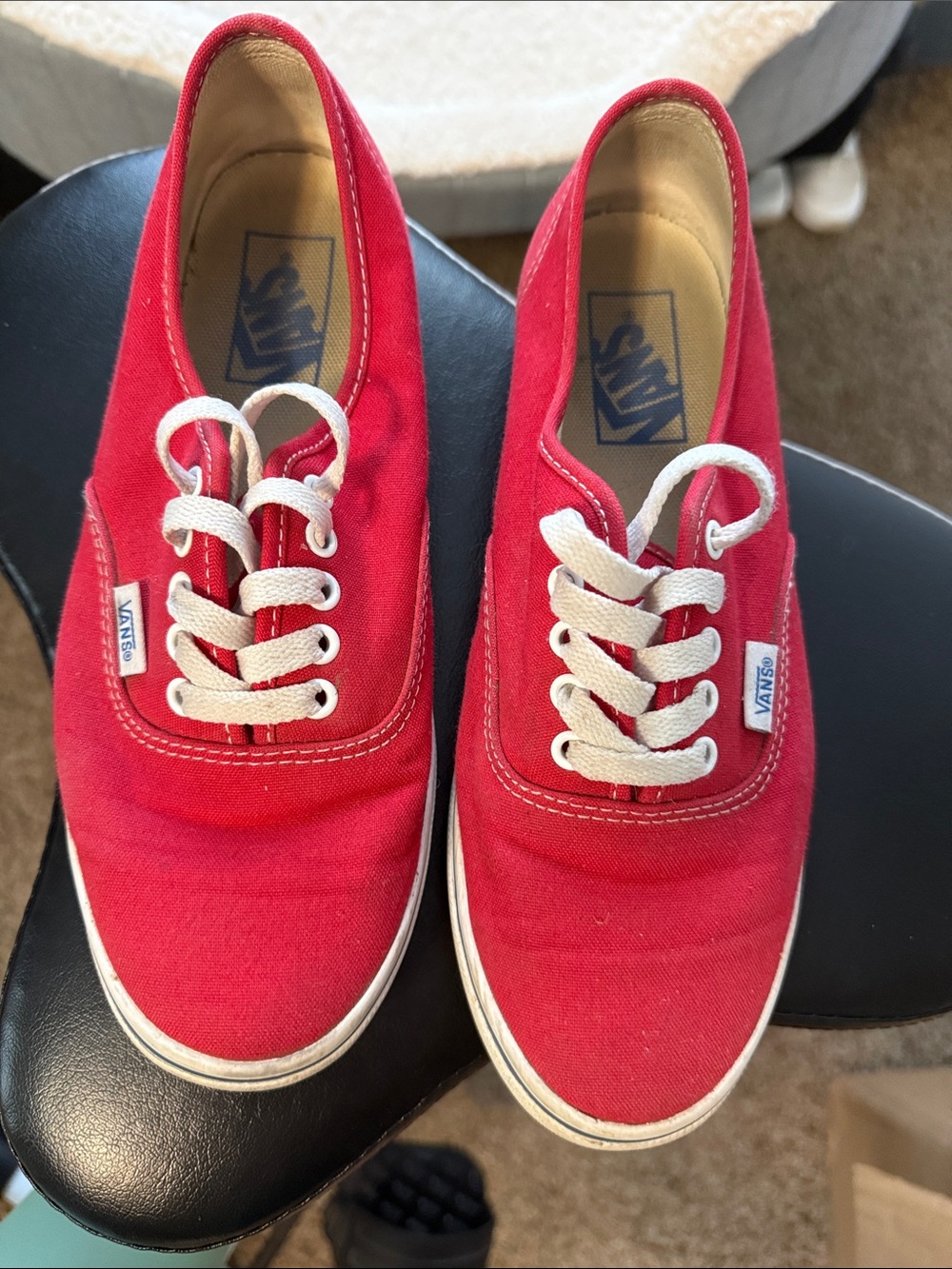 Vans Red Canvas Low-Top Sneakers with White Laces